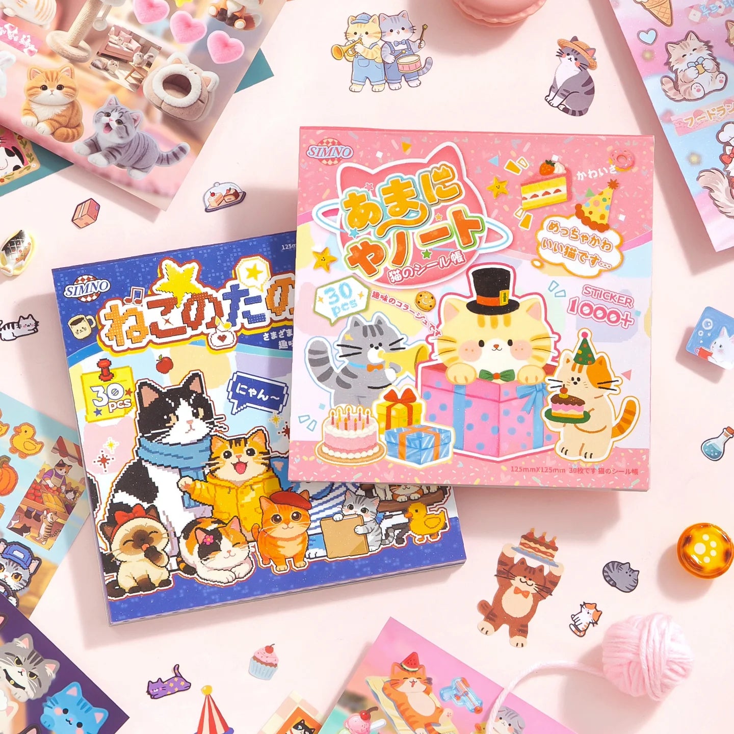 TIANZI Cute Cat Theme Kawaii Stationery Die Cut Sticker Book 30/60 Sheets DIY Handmade Scrapbooking Decoration Supplies Qme AB