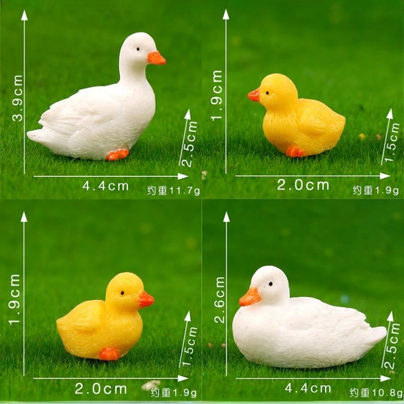 4Pcs Duck Resin Small Ornament Duck Family Crafts Figurines Gardening Decoration Flowing Water Ornament Garden Micro Landscape Qme 1Set