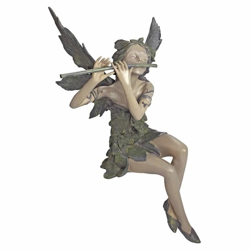Playing Flute Fairy Statue Angel Garden Sculpture Decoration Outdoor Qme