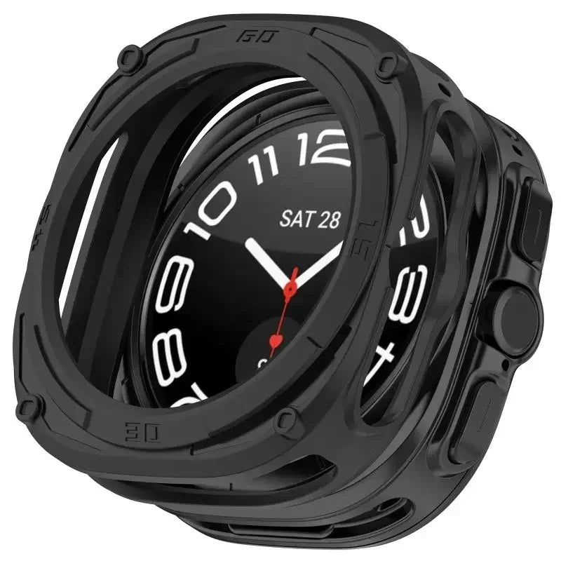 Silicone Case For Samsung Galaxy Watch 7 Ultra 47mm Protective Cover Shell Watch Strap Watch7 TPU Protector Box Accessories Qme black Watch7 Ultra 47mm