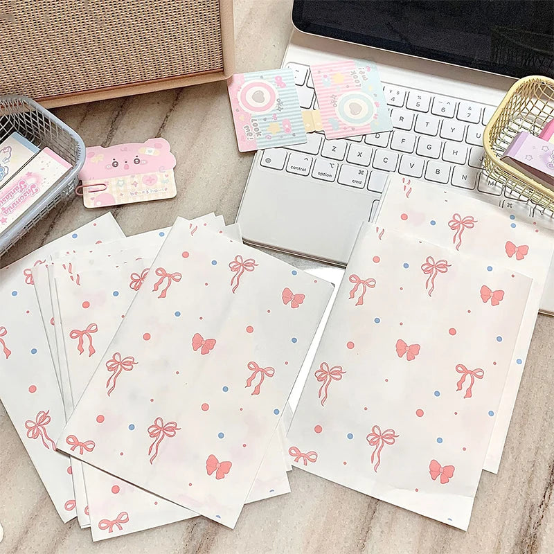 Pink Bowknot Heart Paper Bags Handmade Crafts Wrapping Storage Qme Default Title