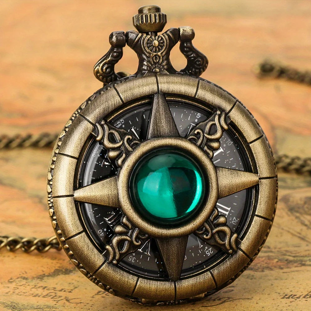 Y2K Cartoon Anime Round Pointer Quartz Watch Vintage Rhinestone Cosplay Necklace Chain Watch For Women Men Collector Gift Qme