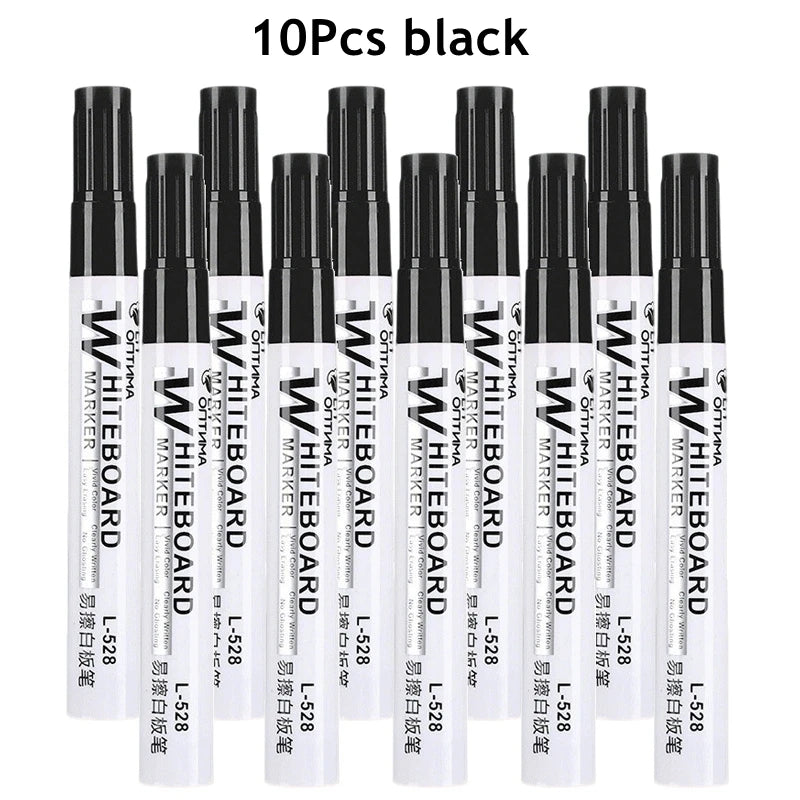 15/20/100Pcs Erasable Whiteboard Marker Pen Blackboard Marker for Classroom Glass Office School Stationery White Board Marker Qme 10Pcs Black