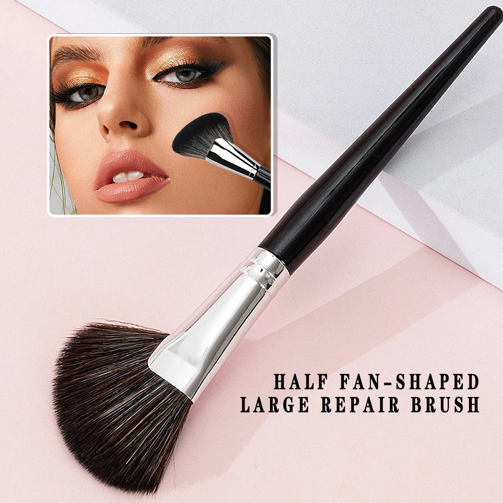 New sickle trimming brush, face side oblique angle shadow brush, face outline silhouette, one-pack fan makeup brush Qme C3024
