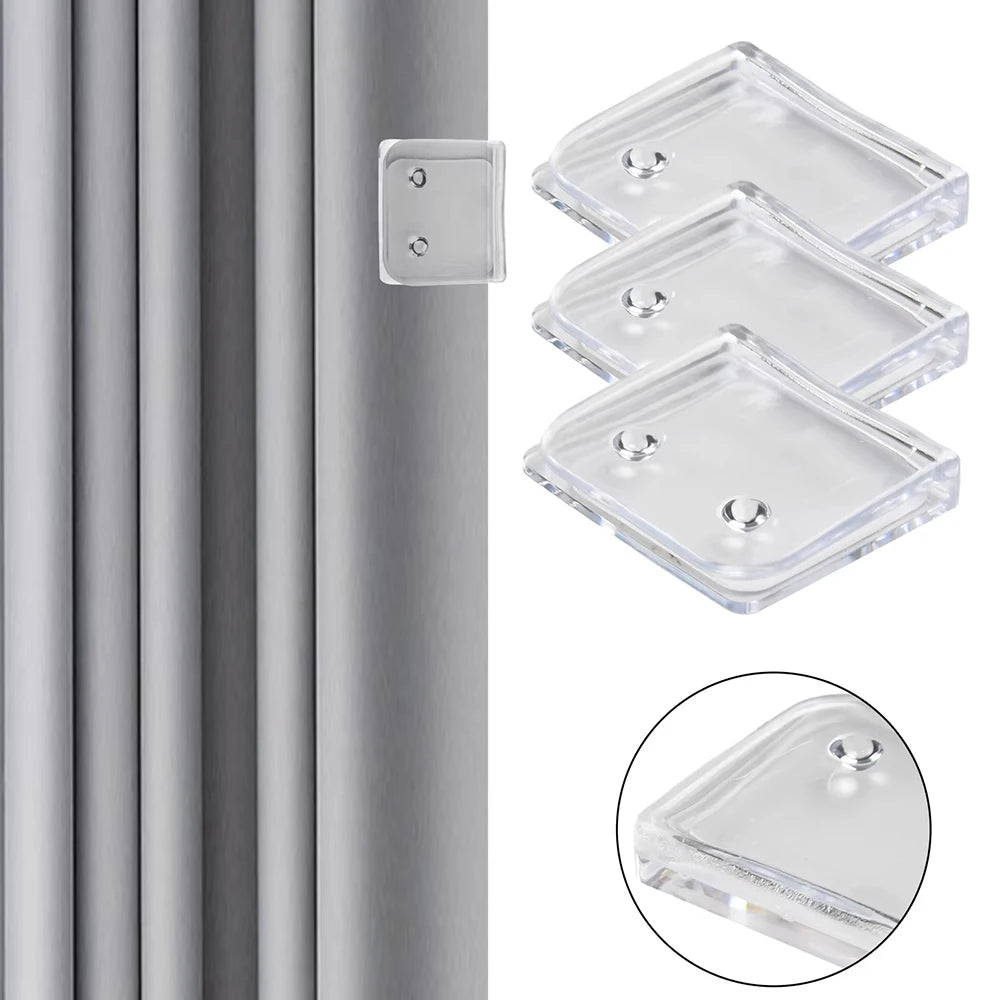 4PCS Non-Punching Shower Curtain Clamp Shower Curtain Organizer Does Not Harm Wall Curtain Transparent Shower Curtain Retainer Qme Default Title
