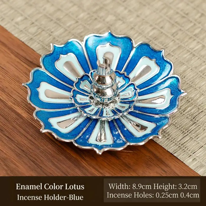 Enamel Color Metal Zen Incense Incense Diffuser Incense Stick Holder Censer Aromatherapy Use In Office Teahouse Qme Blue