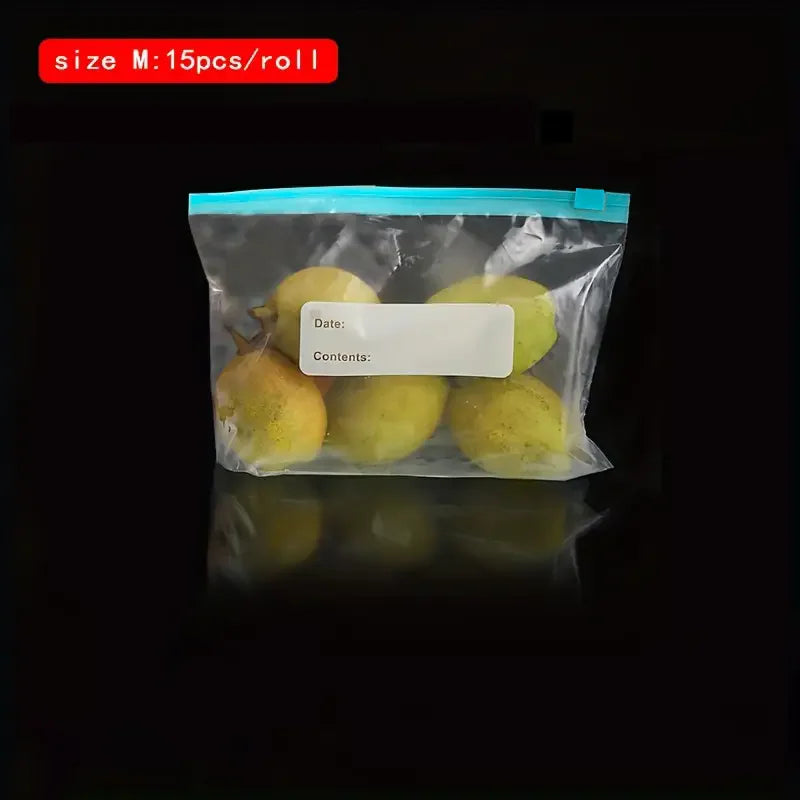 Zipper Style Sealed Freezer Special Sliding Lock Fresh-Keeping Bag, Thickened Quick Sealing Bag Qme medium size 15pcs