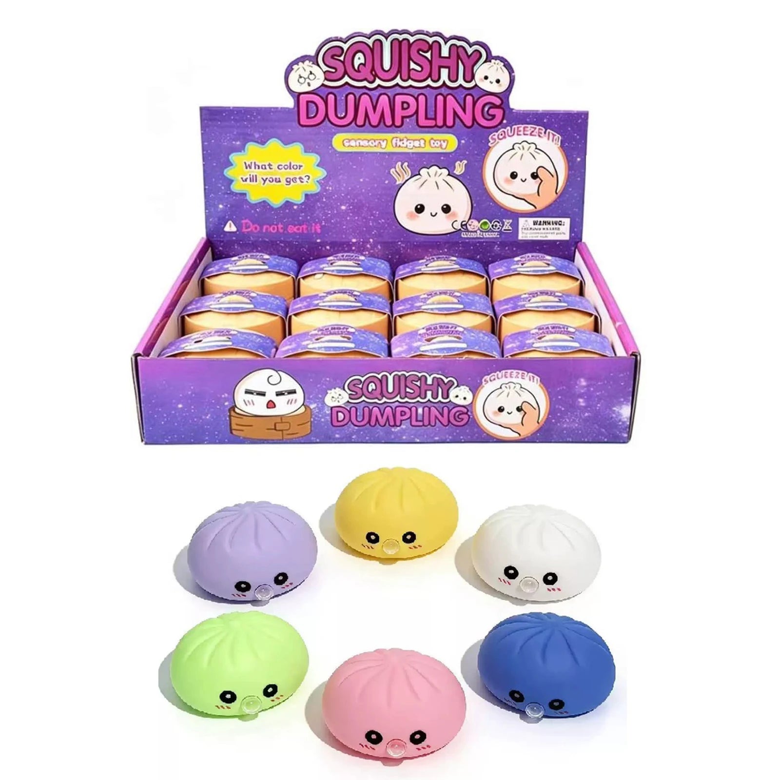 Cute Glitter Dumplings Squishy Toy With Steamer Soft Slow Resilience Toys Stress Relief Sensory Ball Sparkling Relaxation Tool Qme 12PCS Style E