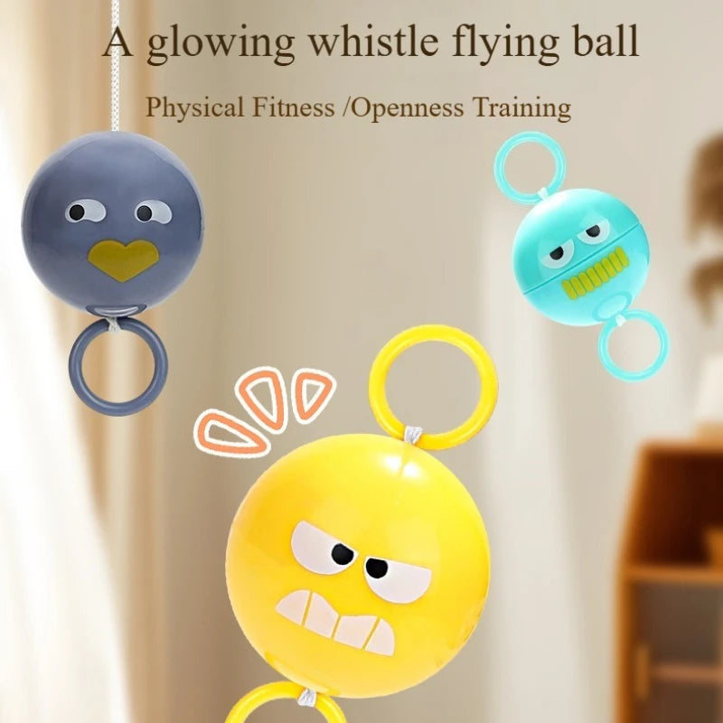 A Luminous Whistle Flying Ball Toy Rotating Cable Toy LED Light Luminous Leisure Stress Relief Toy Gift Children's Reward 51mm Qme