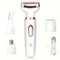 4 In 1 Electric Lady Shaver, Body Hair Removal Epilator, Painless Cordless Trimmer Razor, Gifts For Women Qme WHITE