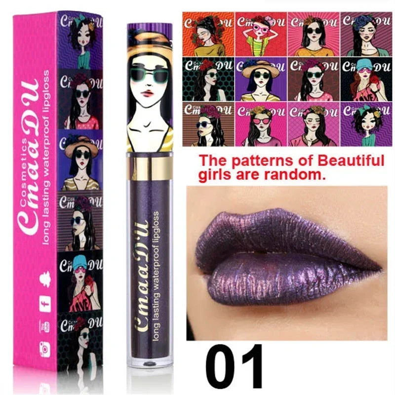 Gold Flash Liquid Lipstick Shimmer Lip Gloss Beauty Girl Diamond Glitter Lip Tint Waterproof Long Lasting Lipsticks Makeup Qme 01