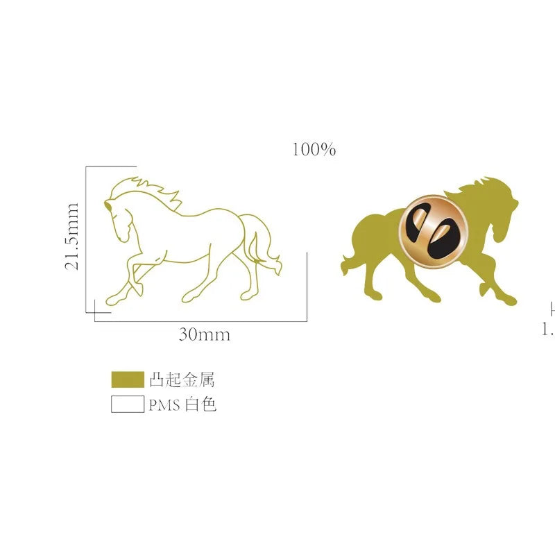 Chinese Zodiac Horse Metal Enamel Pins Cute Cartoon Animal Lapel Pin Badge DIY Decor for Backpack Clothes Fashion Jewelry Gift Qme