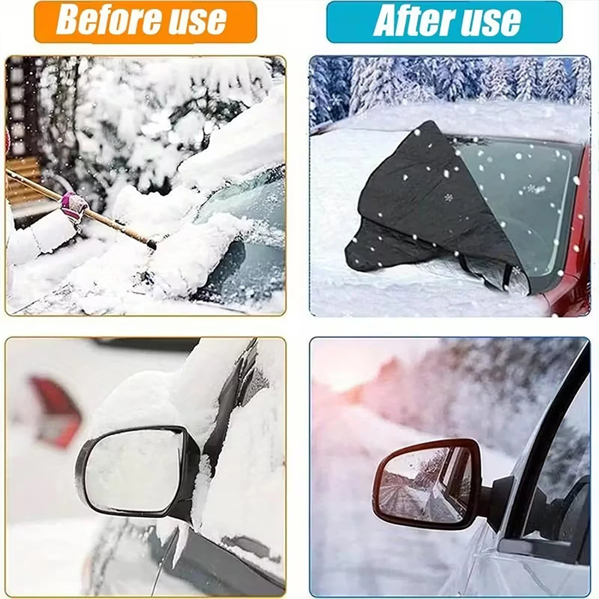 Heavy Duty Vehicle Windshield Snow Cover 9 Magnetic Fasteners UV Sun Qme