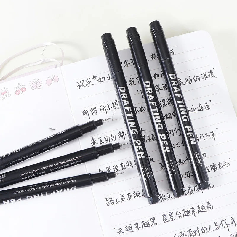 12Pcs Art Manga Outlining Pen Pigment Liner Micron Pen Black Marker for Artist Illustration,Sketching,Anime Technical Drawing Qme
