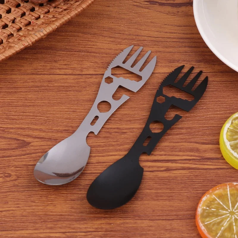 1 Camping Utensils Stainless Steel Outdoor Survival Gear Travel Qme
