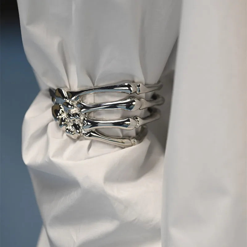 New Punk Dark Skull Ghost Claw Bracelet Men and Women Trendy Goth Personality Hip-hop Cuffs Hair Ring Hallowen Gift Qme