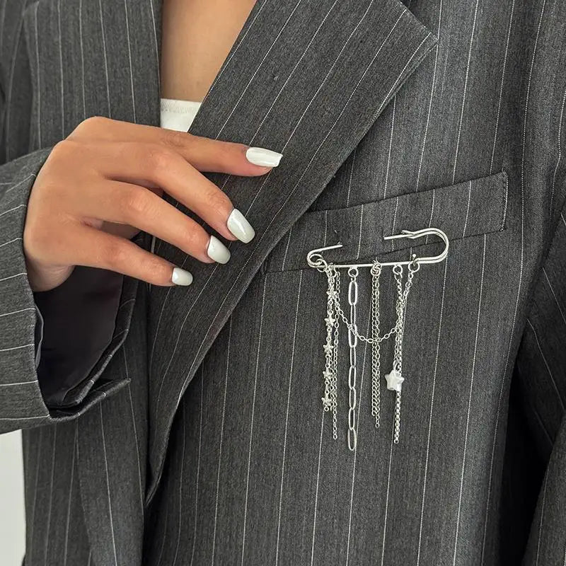 New Multi-Functional Chain Tassel Brooches Handmade Adjustable Clothes Accessory Detachable Beaded Chain Pin Women Qme P