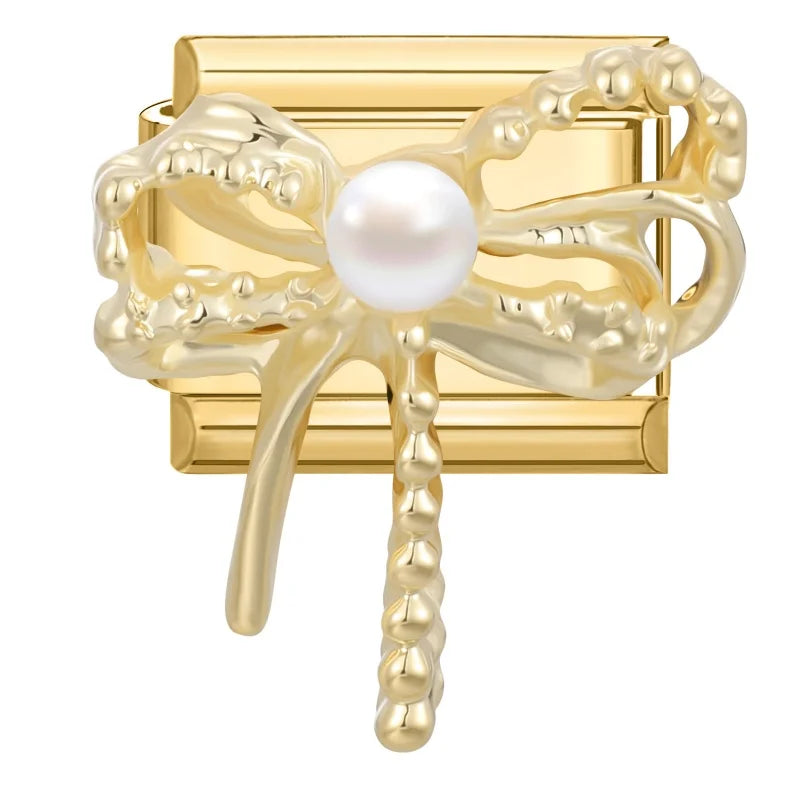 Premium Gold Color Zircon Bowknot Italian Charm Bracelet Stainless Steel Elastic Bracelet Link Bangle DIY Women Men Jewelry Gift Qme Style 13