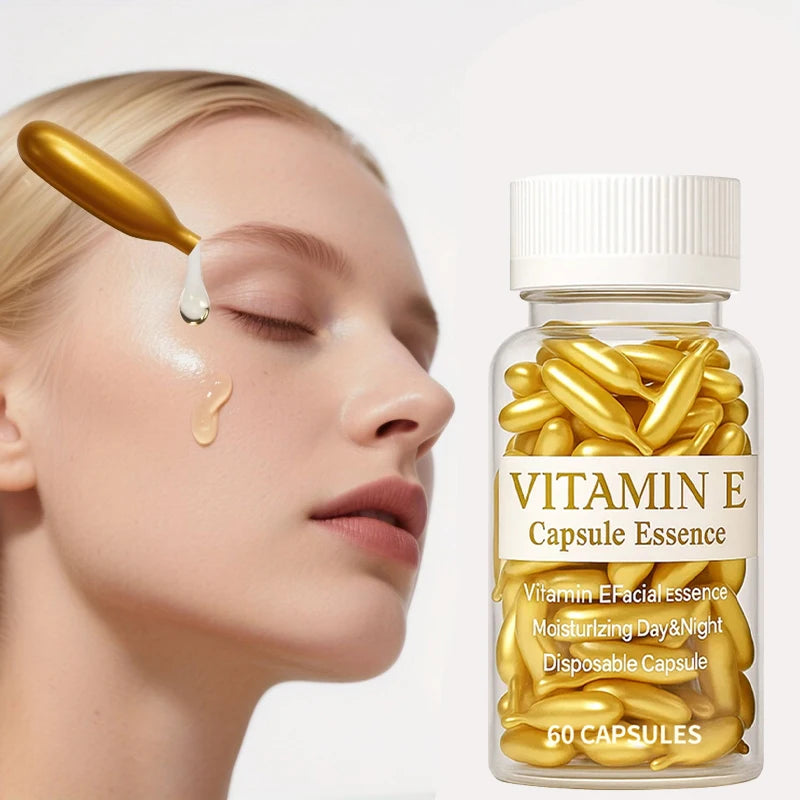 60 Capsules Serum Vitamin E Lightweight Texture Moisturizing Qme