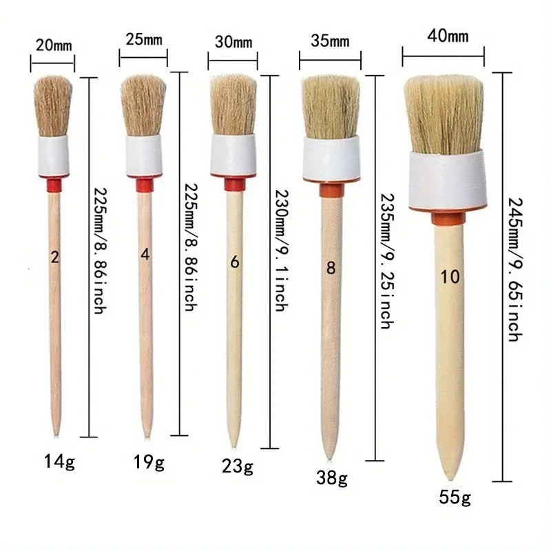 Car Exterior Interior Detail Brush 5pcs Boar Hair Bristle Brushes for Car Cleaning Auto Detail Tools Dashboard Cleaning Brush Qme
