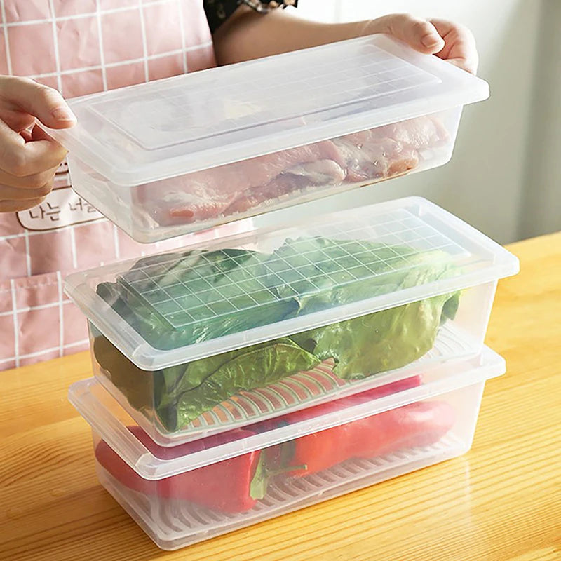 Removable Drain Plate Tray Keep Fruits Vegetables Meat Fish Food Qme