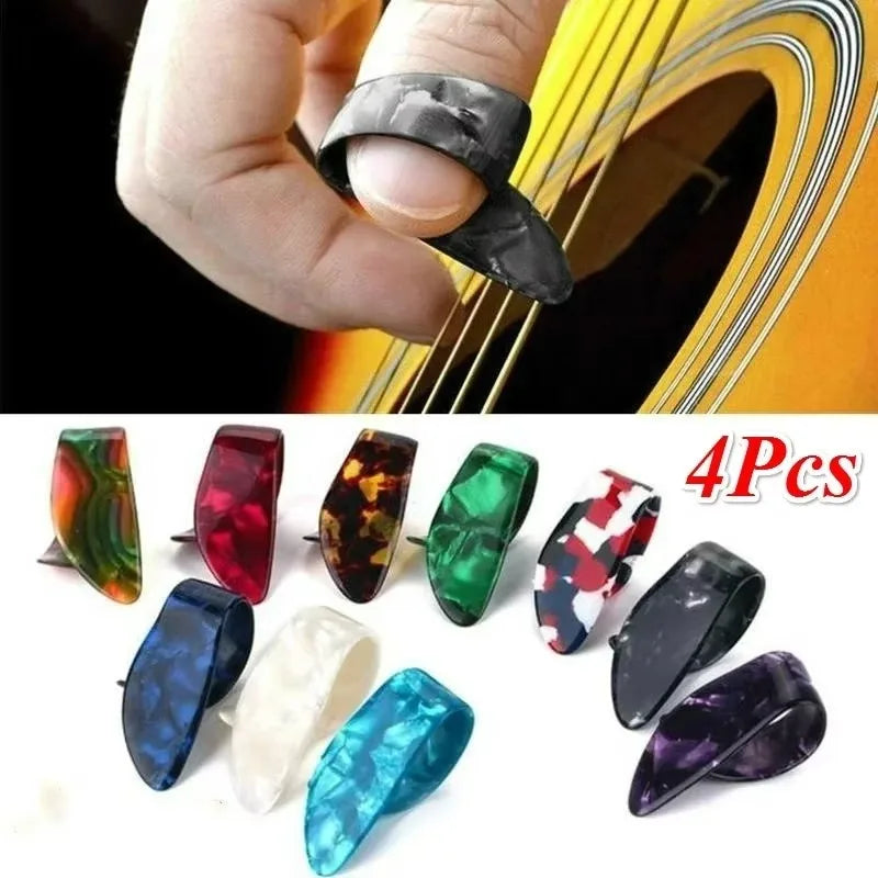 4Pc/Set Guitar Part Finger Picks Guitar Picks Pickup Guitar Bass Fingerstyle Thumb Plectrums Pick Plectrum Guitar Strap Accessor Qme