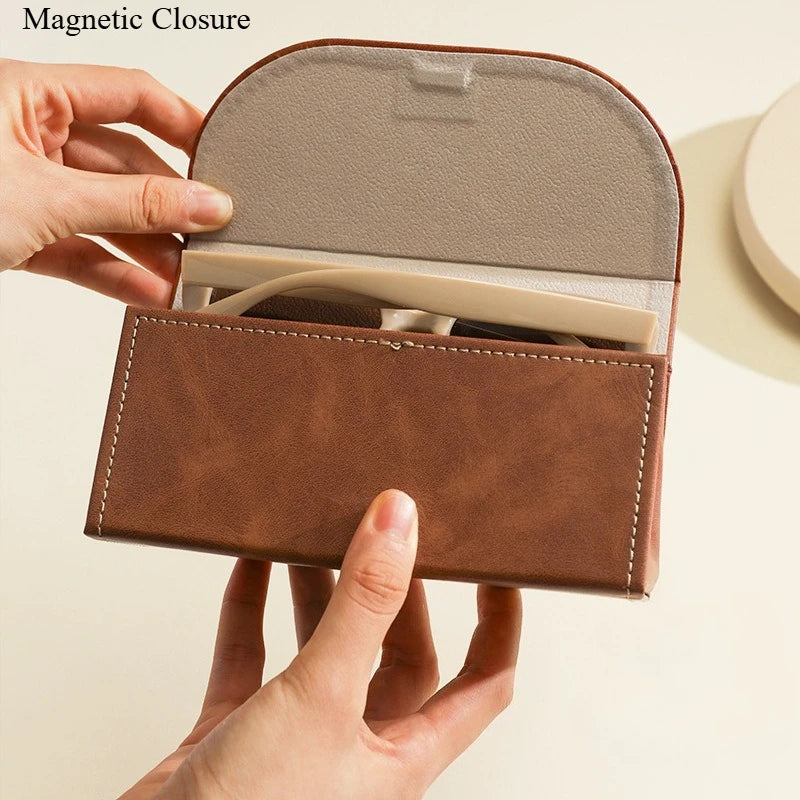 Premium PU Large Capacity Men's Eyeglass Case Ins Style Shockproof Portable Glasses Storage Box Eyeglass Box for Gift Qme