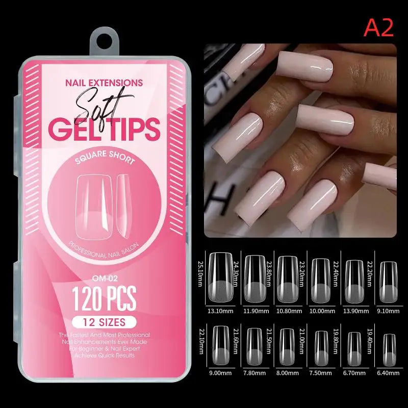 1box False Nail Tips Clear Semi-frosted Full-coverage Soft Fake Nails Qme A2