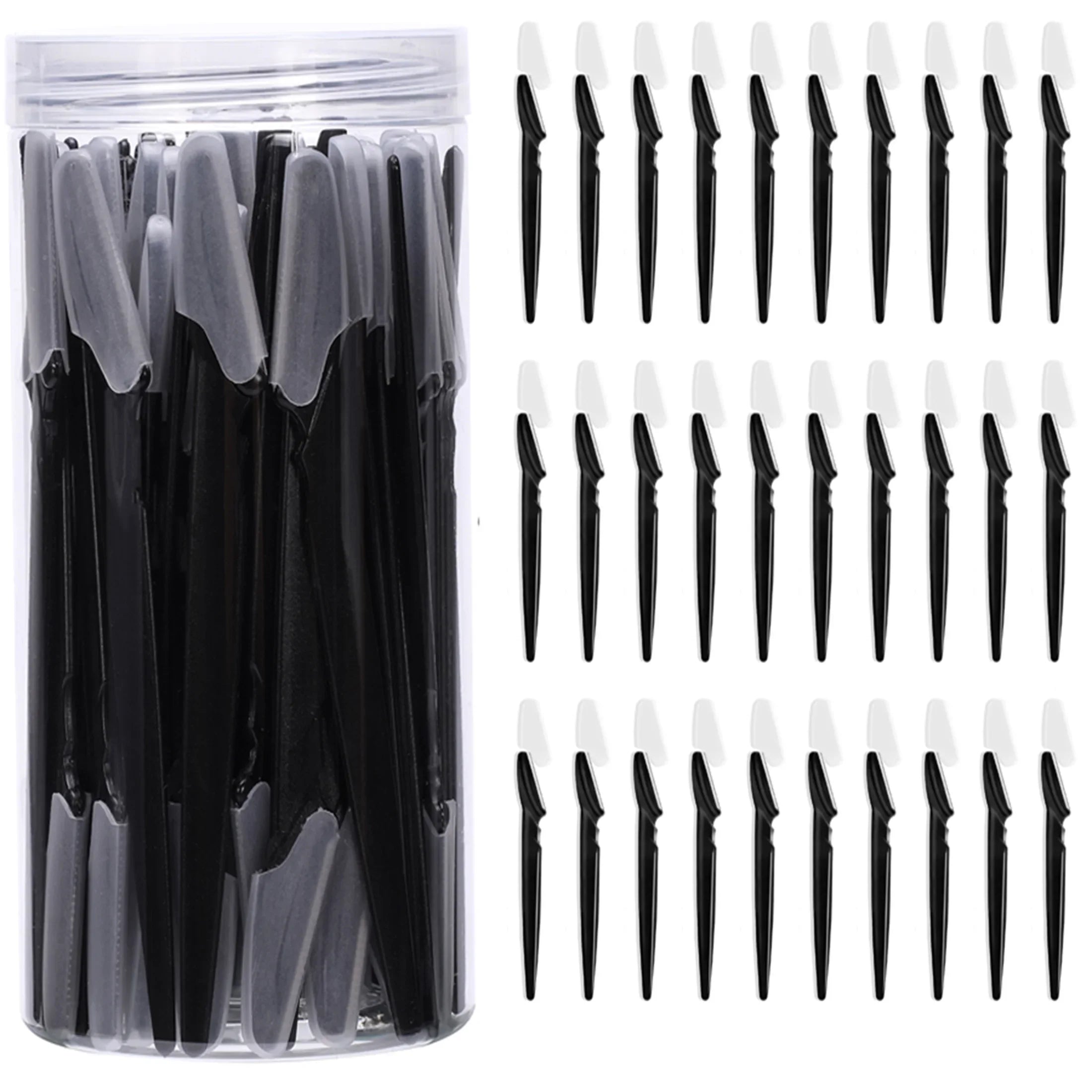 30/10Pcs Bottle Eyebrow Razors With Container Facial Eye Brow Trimmer In Case Hair Removal Shaver Safe Blades Trimming Tools Qme 30pcs Black Box