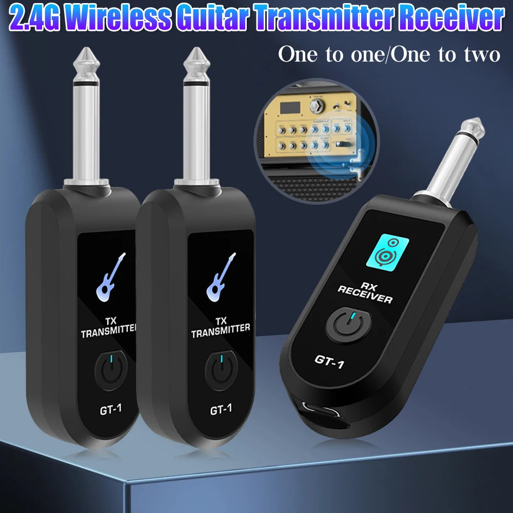 2.4G Wireless Guitar Audio Transmitter Receiver with Precise Sound Rechargeable Digital Guitar System for Electric Guitar Bass ﻿ Qme