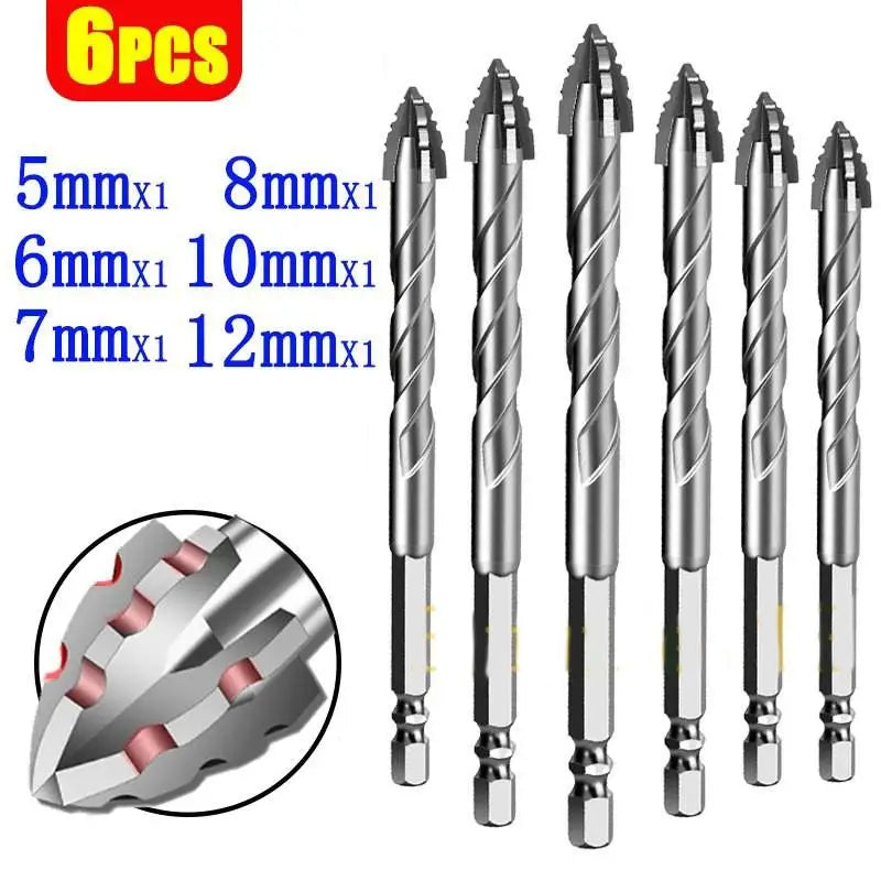 Shark Tooth Drill Bits 5- Carbide Suitable Ceramic Tiles Concrete Qme B Silver