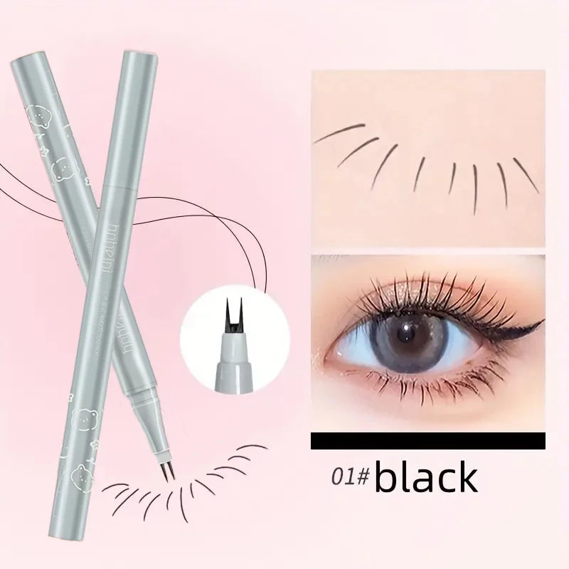 0.01mm double-claw lower eyeliner liquid eyeliner, ultra-fine eyebrow pencil, multi-purpose for beginners, black & brown, Korean Qme 01 BLACK