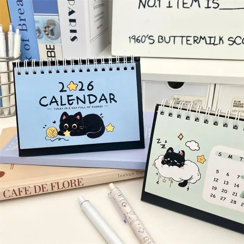 2026 Year Horse Mini Calendars Creative Desk Portable Travel Cute Cat Qme