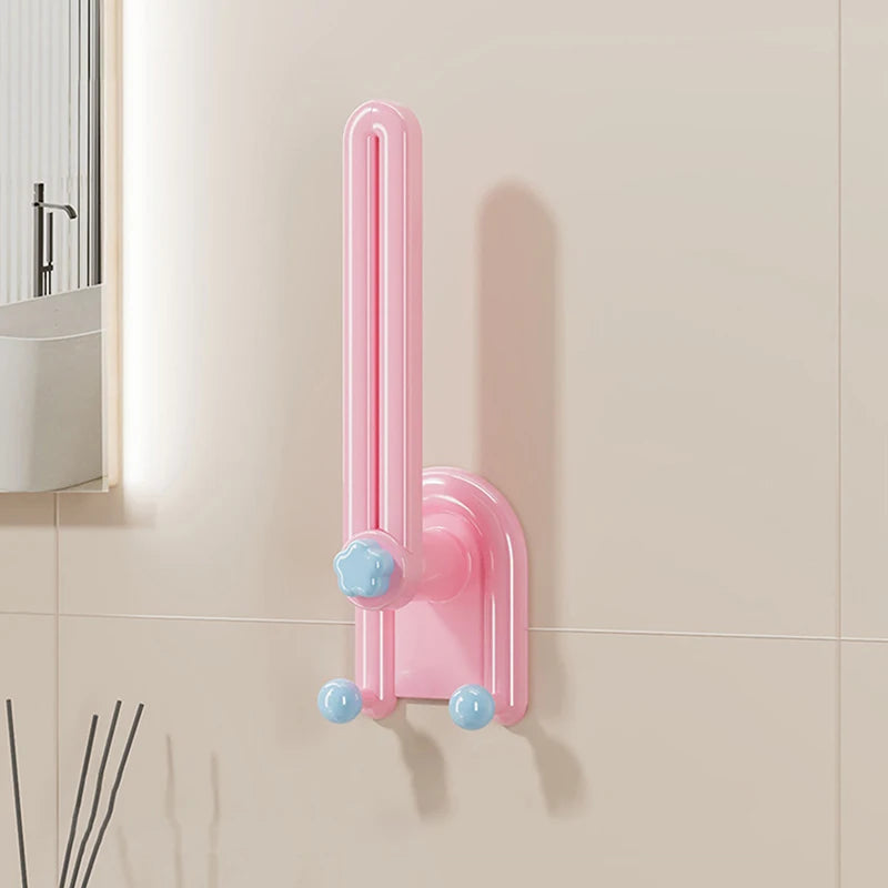 Scrunchies Storage Rack Kitchen Plastic Hairband Hook L-shape Space Qme Pink