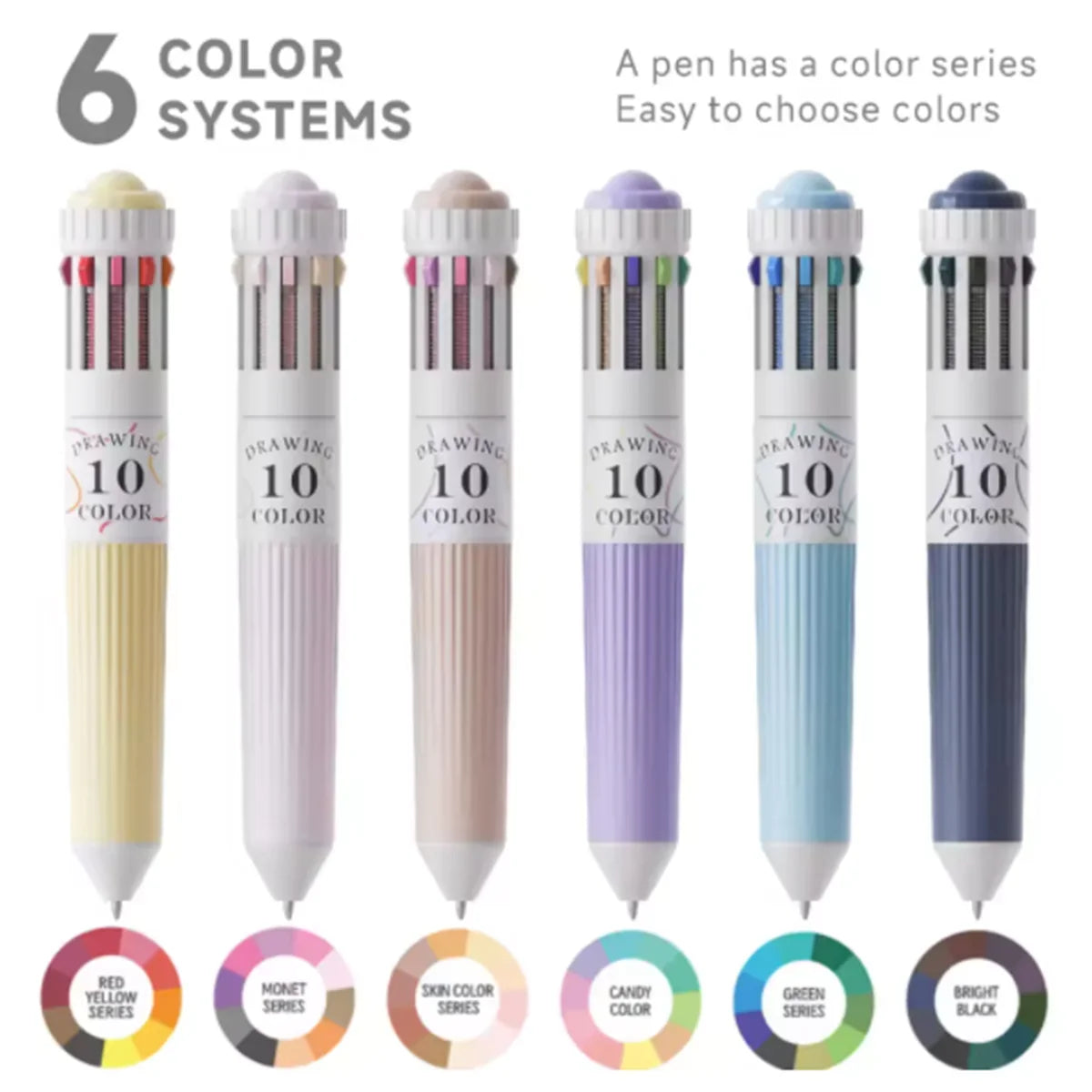 3/6/12 Pack of 10-color Colorful Ballpoint Pens - Smooth Rollerball Pen, Bullet Tip Ideal for Students and Prize Gifts, Suitable Qme