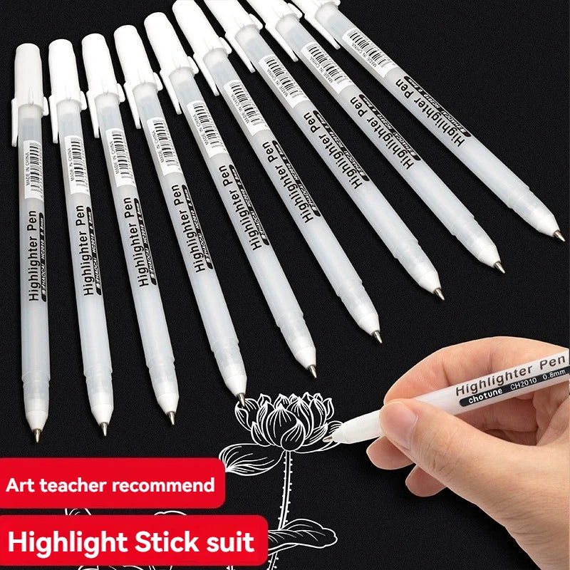 2-6pcs/set 0.8mm Highlight Pen Paint Marker Permanent Graffiti Metalic Marker Pens White Pen Writting Drawing Art Supplies Qme