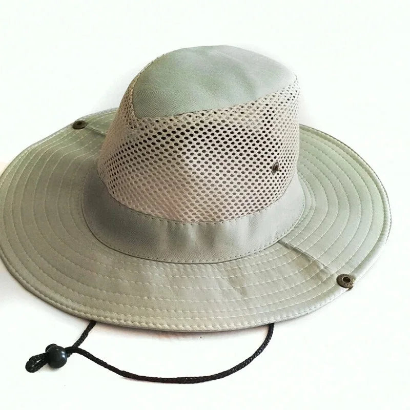 Men's Wide Brim Knight Sun Hat Monochrome Matte Outdoor Fisherman Cap Qme grey