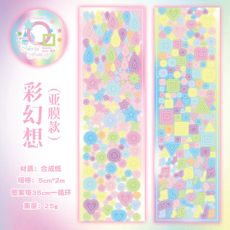 Cute Y2K Glitter Ins Style Decoration Adhesive PET Tape Planner Handbook DIY Scrapbooking Journal Collage Material Stickers Qme B HOT SALE
