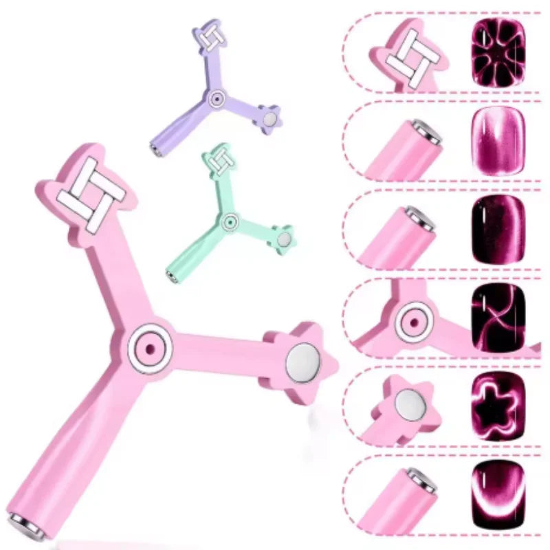 4 IN 1 Triangle Cat Eye Magnet Stick Strong Magnetic Nail Art Tool for Gel Polish Beginner Friendly Nail Design Qme