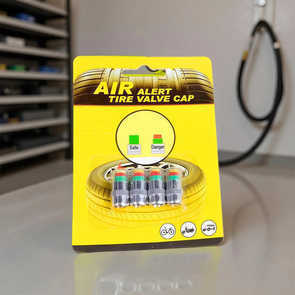 Tire Pressure Monitoring Caps 4 Pieces Gauge Alert Tire Pressure Monitor Valve Stem Caps for Long-Distance Travel Motorcycle Qme