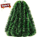 Christmas Tinsel Ribbons Garland Green Cane Wreath Xmas Tree Hanging Pendent Ornaments Wedding Party Supplies Home Decor Qme B 10PCS (20m)