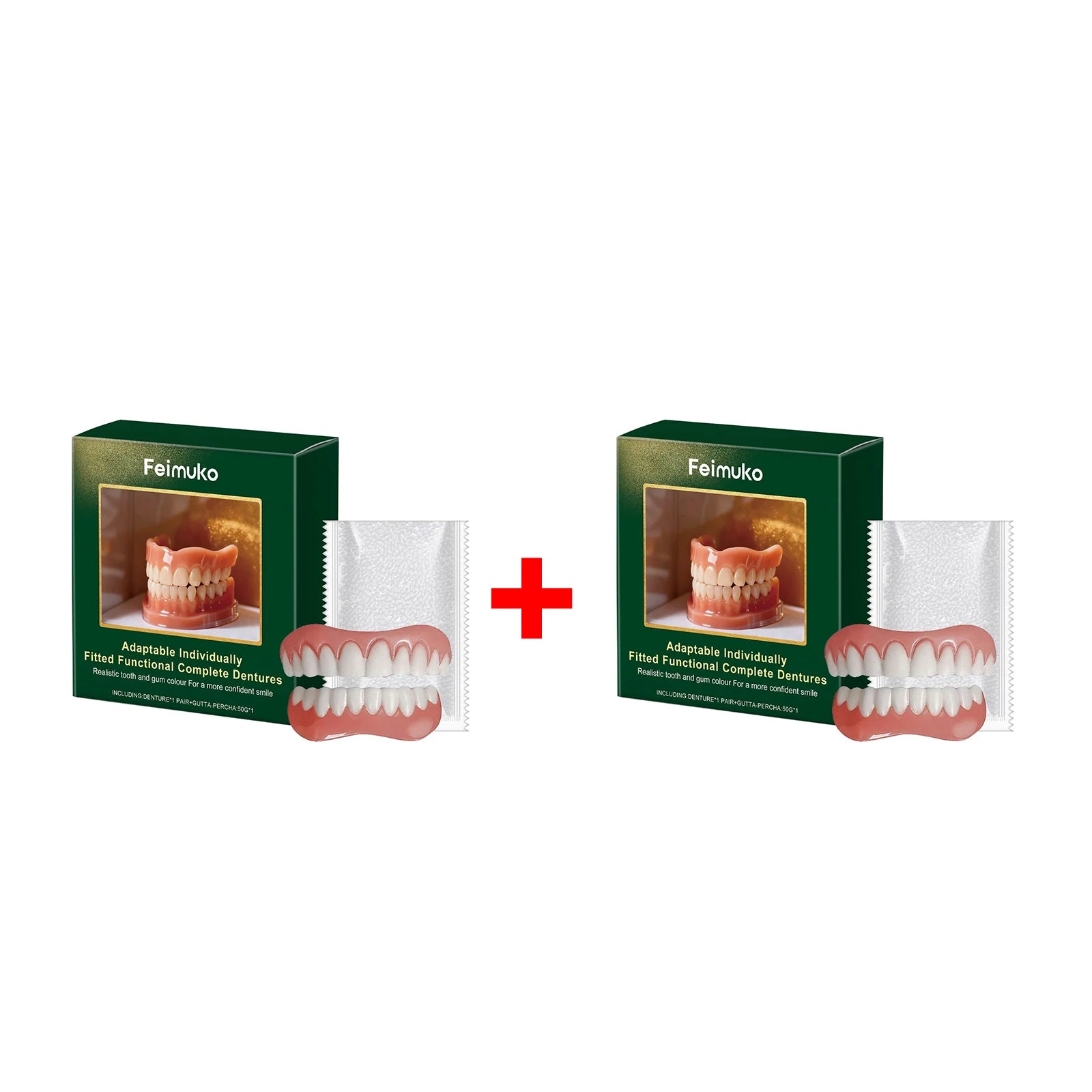 Natural Complete Dentures Temporary Repair Missing Broken Irregular Tooth Space Shrink Down Upper Lower False Teeth Full Set Qme 2Set Boxed