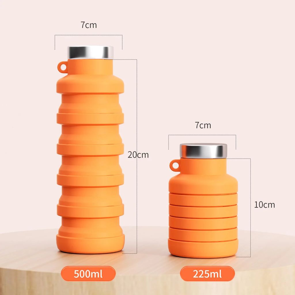 Creative Foldable Silicone Water Bottle Portable Outdoor Travel Cup Qme orange 1pc
