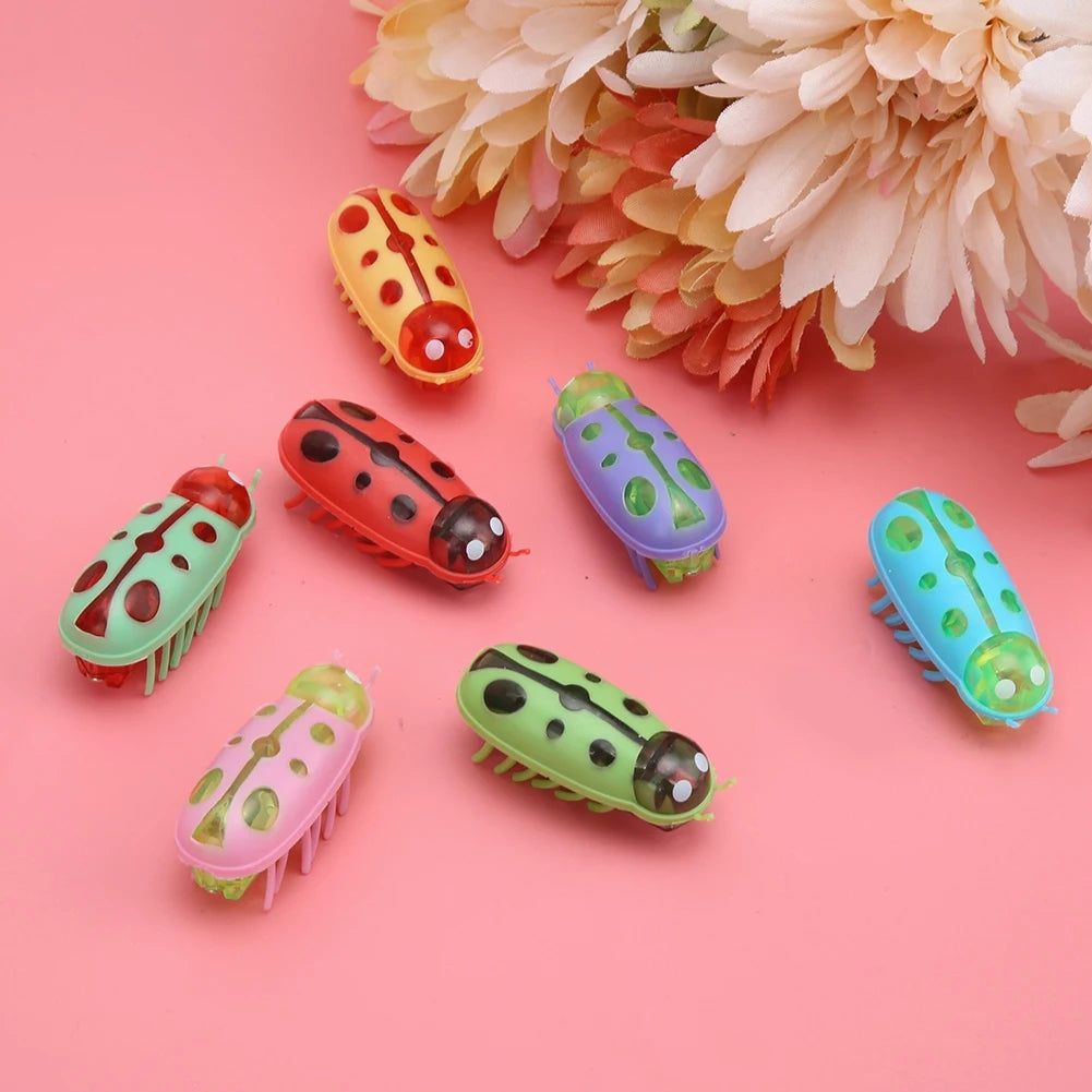 7Pcs Electric Ladybug Cat Interactive Toy Cute Mini Walking Bug Toy Automatic Moving Pet Kitten Mental Stimulation Puzzle Play Qme