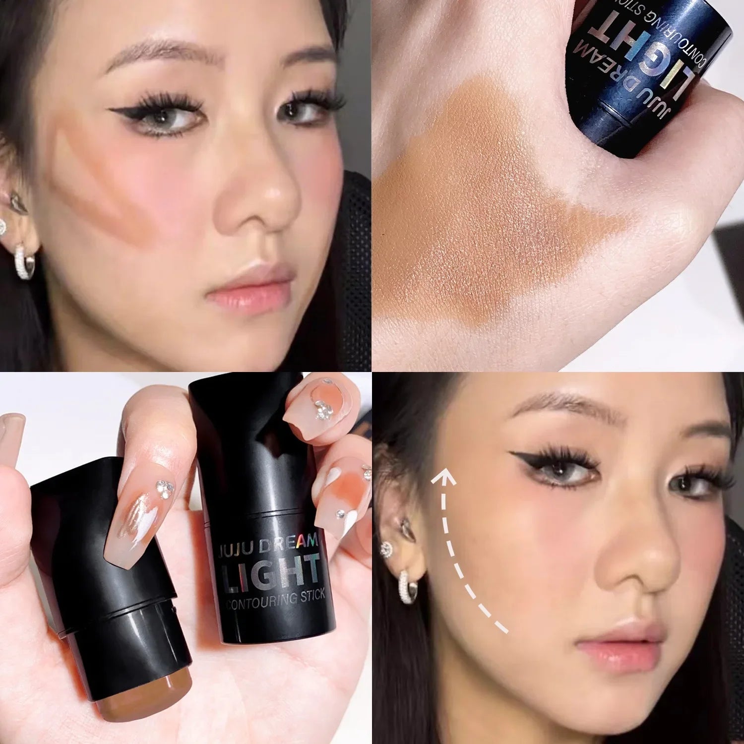 Square-head Face Contouring Stick Bronzers Enhances Three-dimensional Contour Nose shadow V Facial Shape Brighten Trimming Stick Qme 02
