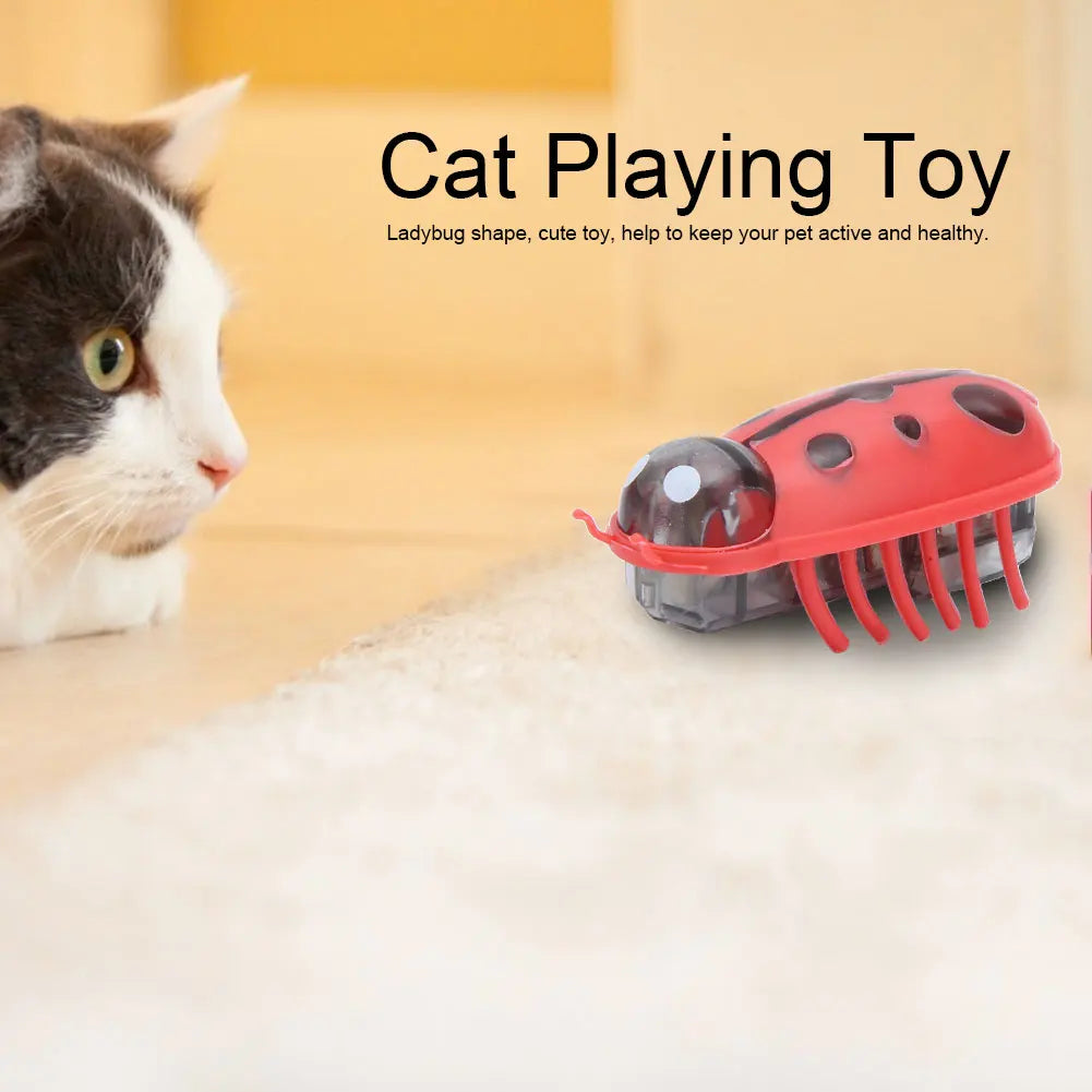 7Pcs Electric Ladybug Cat Interactive Toy Cute Mini Walking Bug Toy Automatic Moving Pet Kitten Mental Stimulation Puzzle Play Qme