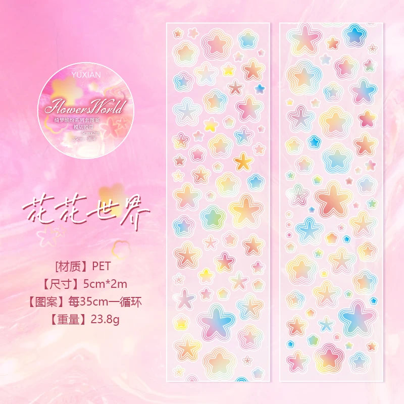 50mm*2m Cute Star pattern Washi Tape Adhesive Diary Sticker Masking Tapes Decorative Christmas DIY Creative Stationery Stickers Qme A 50mmX2m