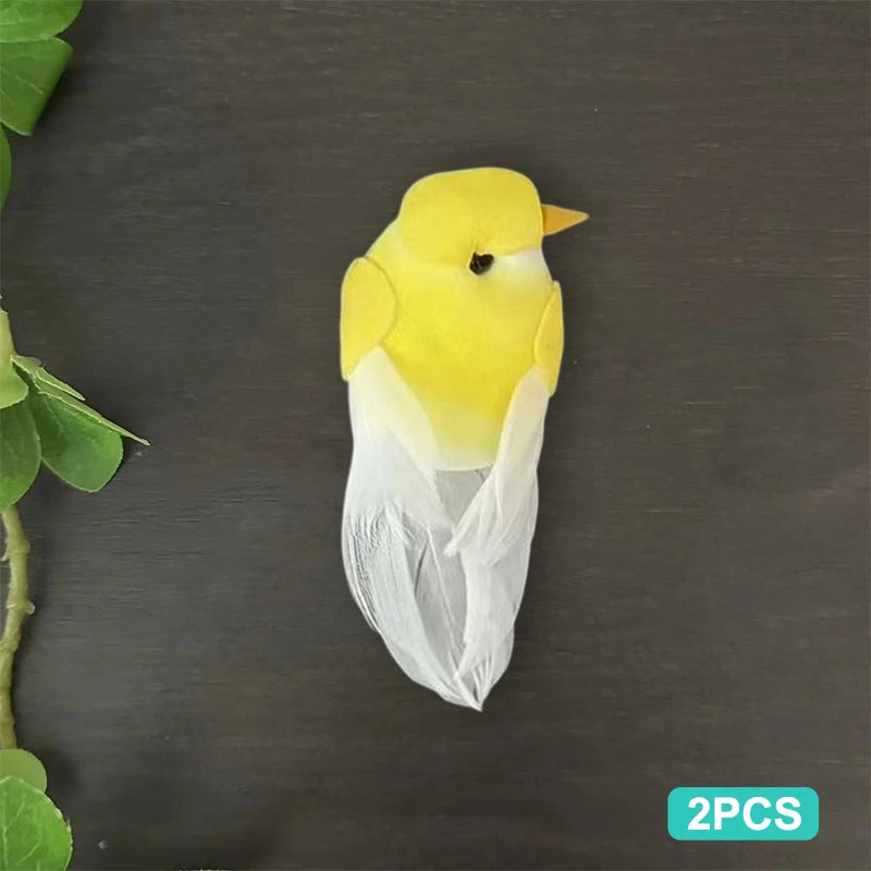 Cute Artificial Birds Fake Foam Animal Simulation Feather Models Tit Qme A7 2PCS