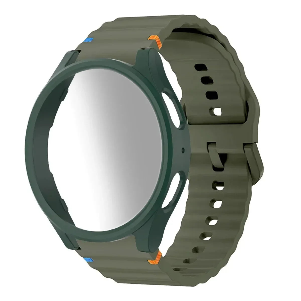 Original Silicone Band +Case for Samsung Watch 7 40mm 44mm Sport Bracelet For Galaxy Watch Strap 6 40mm 44mm Screen Protector Qme