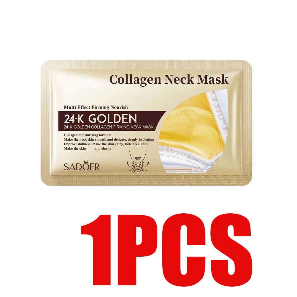 24K Gold Collagen Neck Mask,Crystal Gel Neck Patch,Deeply Moisturizing Nourishing Neck Care Mask For Neck Skin Care 1/3pcs Qme 1PCS CN